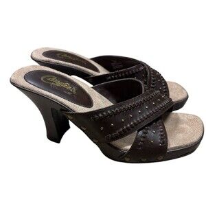 Candies Rolley Vintage 90s Y2K Women’s Studded Brown Chunky High Heel Shoes Sz 8